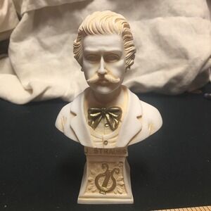 Vintage Bochmann Johann STRAUSS 5" Bust Statue Composer Figure Made in Greece